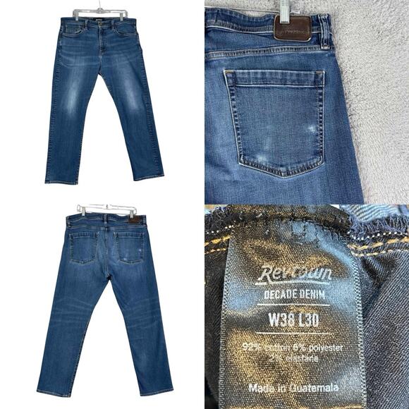 Revtown Jeans Mens Size 38x30 Dark Wash Blue Decade Denim Automatic Straight - Picture 1 of 9